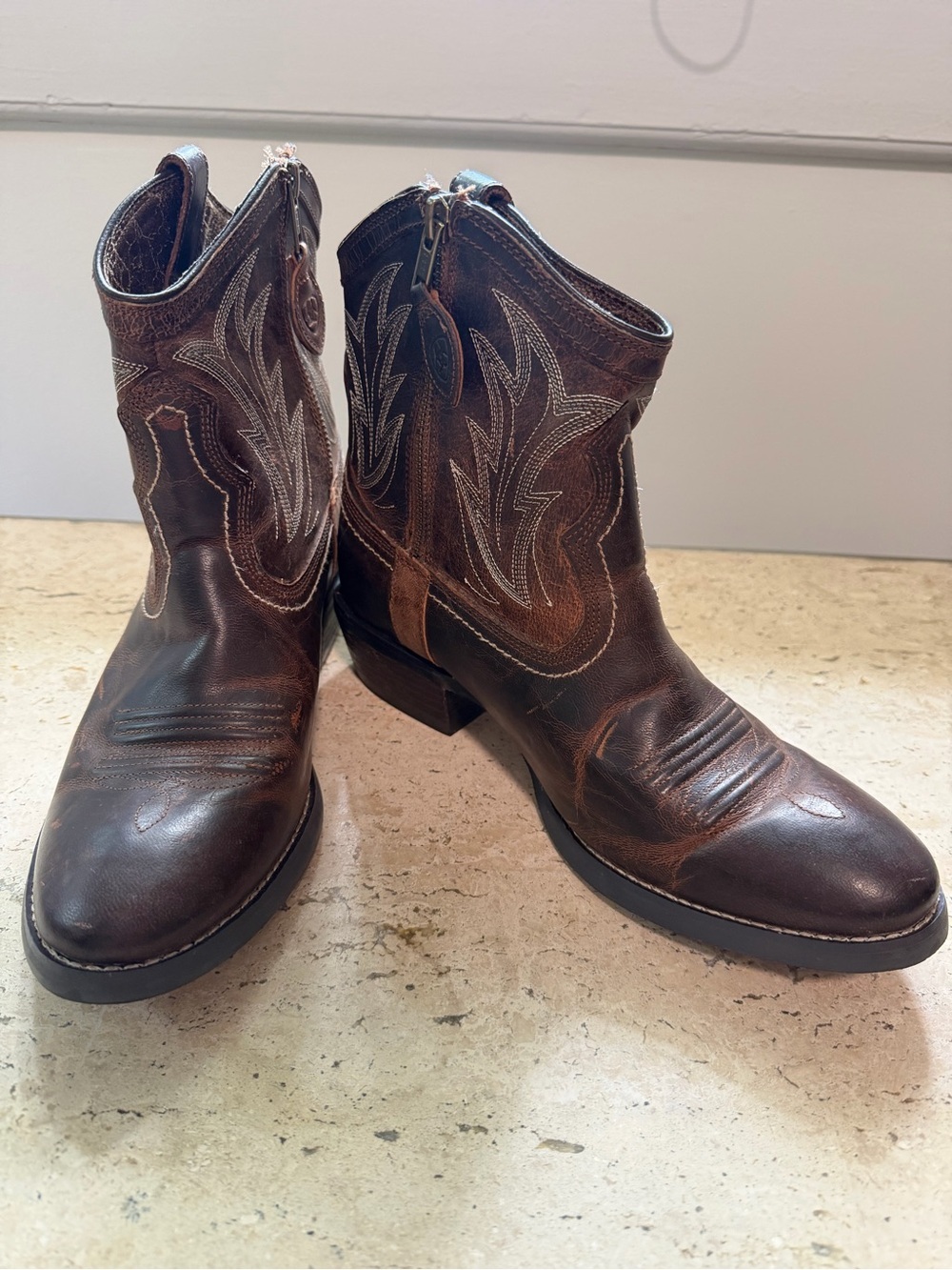 Ariat Brown Western Heeled Ankle Boots